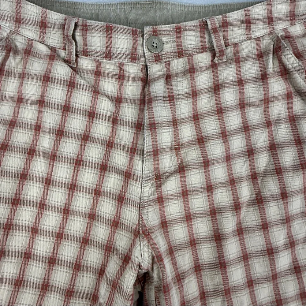 The North Face Alderson Plaid Shorts Mens 32 Tan Red Hiking Gorpcore